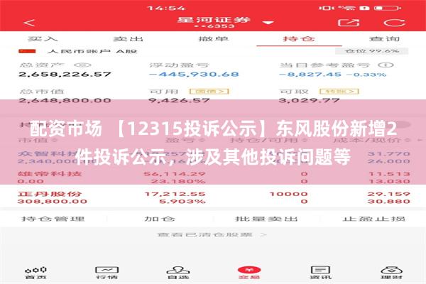 配资市场 【12315投诉公示】东风股份新增2件投诉公示，涉及其他投诉问题等