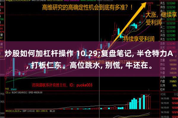 炒股如何加杠杆操作 10.29;复盘笔记, 半仓特力A, 打板仁东。高位跳水, 别慌, 牛还在。