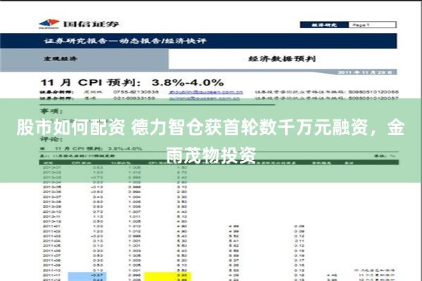 股市如何配资 德力智仓获首轮数千万元融资，金雨茂物投资